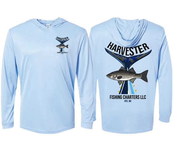 Harvester Fishing Charters - Blue Mist  Light Weight Cotton Long Sleeve w/hood